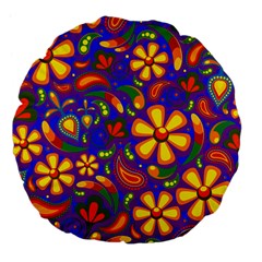 Gay Pride Rainbow Floral Paisley Large 18  Premium Flano Round Cushions by VernenInk