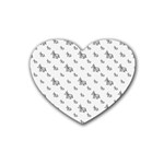 Grey Unicorn Sketchy Style Motif Drawing Pattern Rubber Coaster (Heart)  Front