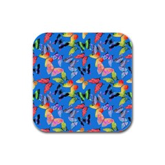 Bright Butterflies Circle In The Air Rubber Square Coaster (4 Pack) by SychEva