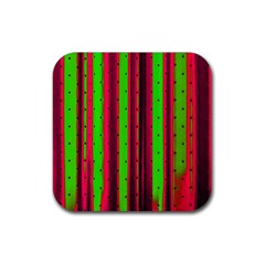 Warped Stripy Dots Rubber Coaster (square) by essentialimage365