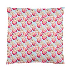 Pink And White Donuts On Blue Standard Cushion Case (two Sides) by SychEva