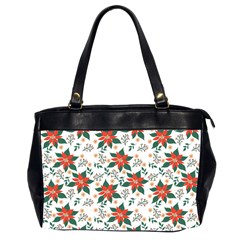 Large Christmas Poinsettias On White Oversize Office Handbag (2 Sides) by PodArtist