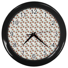 Small Red Christmas Poinsettias On White Wall Clock (black) by PodArtist