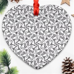 Geometric City Heart Ornament (two Sides) by SychEva