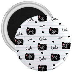 Cute Cameras Doodles Hand Drawn 3  Magnets by Sapixe