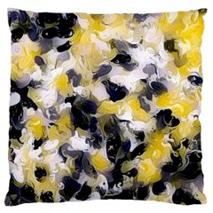 Black, Gray And Yellow Swirls  Large Cushion Case (two Sides) by Khoncepts