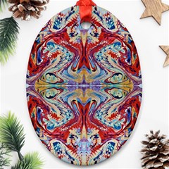 Red Feathers Ornament (oval) by kaleidomarblingart