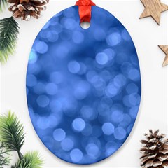 Light Reflections Abstract No5 Blue Oval Ornament (two Sides) by DimitriosArt