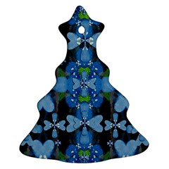 Rare Excotic Blue Flowers In The Forest Of Calm And Peace Christmas Tree Ornament (two Sides) by pepitasart