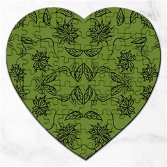 Floral Folk Damask Pattern Fantasy Flowers Floral Geometric Fantasy Jigsaw Puzzle (heart) by Eskimos