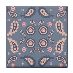 Floral Folk Damask Pattern Fantasy Flowers Floral Geometric Fantasy Face Towel by Eskimos