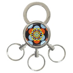 Abstract Pattern Geometric Backgrounds   3-ring Key Chain by Eskimos