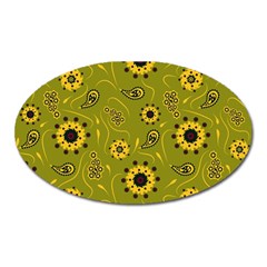 Floral Pattern Paisley Style  Oval Magnet by Eskimos