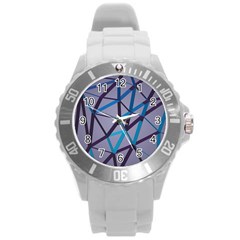 3d Lovely Geo Lines 2 Round Plastic Sport Watch (l) by Uniqued