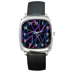 3d Lovely Geo Lines  V Square Metal Watch by Uniqued