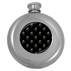 Creepy Head Sculpture With Respirator Motif Pattern Round Hip Flask (5 Oz) by dflcprintsclothing