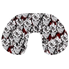 Demonic Skulls Pattern, Spooky Horror, Halloween Theme Travel Neck Pillow by Casemiro