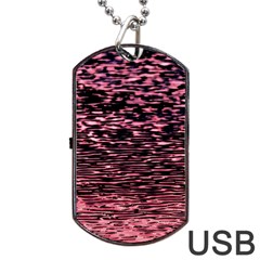 Pink  Waves Flow Series 11 Dog Tag Usb Flash (two Sides) by DimitriosArt