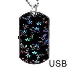 Flowers Pattern Dog Tag Usb Flash (one Side) by Sparkle