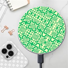 Liquid Art Pouring Abstract Seamless Pattern Lover Green Maze Wireless Charger by artico