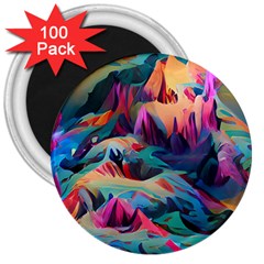 Colorful Mountains 3  Magnets (100 Pack) by Dazzleway