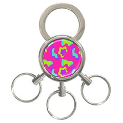 Abstract Pattern Geometric Backgrounds   3-ring Key Chain by Eskimos