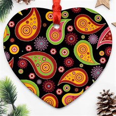 Paisley Pattern Design Heart Ornament (two Sides) by befabulous