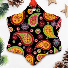 Paisley Pattern Design Snowflake Ornament (two Sides) by befabulous