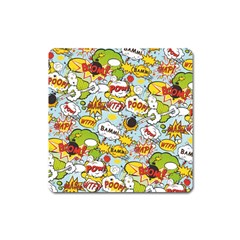 Comic Pow Bamm Boom Poof Wtf Pattern 1 Square Magnet by EDDArt