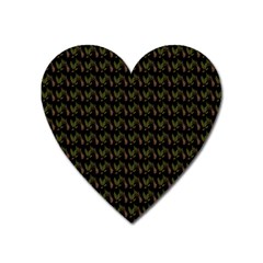 Fern Pattern 2 Black Heart Magnet by violetheavensky