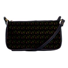 Fern Pattern 2 Black Shoulder Clutch Bag by violetheavensky