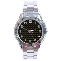 Fern Pattern 2 Black Stainless Steel Analogue Watch by violetheavensky