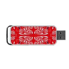 Floral Folk Damask Pattern Fantasy Flowers  Portable Usb Flash (two Sides) by Eskimos