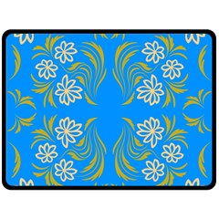 Floral Folk Damask Pattern  Fleece Blanket (large)  by Eskimos