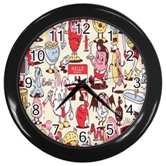 Retro Food Wall Clock (black) by Sparkle