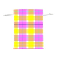 Pink Tartan-8 Lightweight Drawstring Pouch (m) by tartantotartanspink2