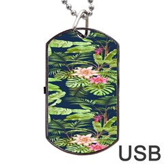 Flowers Pattern Dog Tag Usb Flash (one Side) by Sparkle