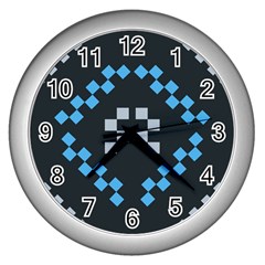 Abstract Pattern Geometric Backgrounds   Wall Clock (silver) by Eskimos