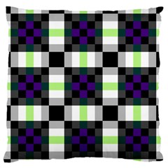 Agender Flag Plaid With Difference Large Flano Cushion Case (one Side) by WetdryvacsLair