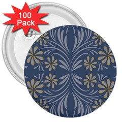 Folk Flowers Print Floral Pattern Ethnic Art 3  Buttons (100 Pack)  by Eskimos