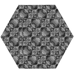 Black And Grey Rocky Geometric Pattern Design Wooden Puzzle Hexagon by dflcprintsclothing