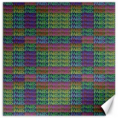 Paris Words Motif Colorful Pattern Canvas 16  X 16  by dflcprintsclothing