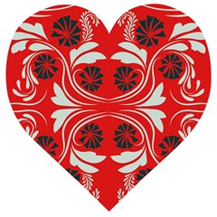 Folk Flowers Print Floral Pattern Ethnic Art Wooden Puzzle Heart by Eskimos