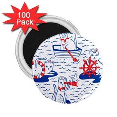 Nautical Cats Seamless Pattern 2 25  Magnets (100 Pack)  by Jancukart