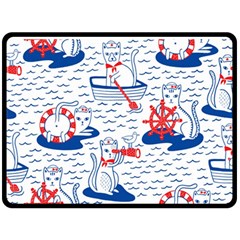 Nautical Cats Seamless Pattern Fleece Blanket (large)  by Jancukart