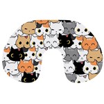 Cute-cat-kitten-cartoon-doodle-seamless-pattern Travel Neck Pillow Front