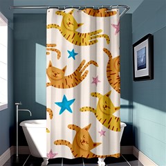 Cute Cats Seamless Pattern With Stars Funny Drawing Kittens Shower Curtain 36  X 72  (stall)  by Jancukart