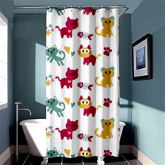 Pattern With Cute Cats Shower Curtain 36  X 72  (stall)  by Jancukart