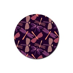 Dragonfly-pattern-design Rubber Coaster (round) by Jancukart