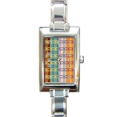 Grungy Vintage Patterns Rectangle Italian Charm Watch by artworkshop